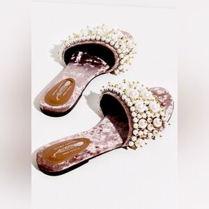 Free People Pearl Pixie Slides by Jeffrey Campbell Sz7.5 Velvet Taupe